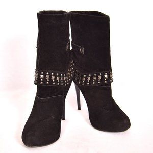 Dollhouse Suede Boots Black High Heel Size 7  Women